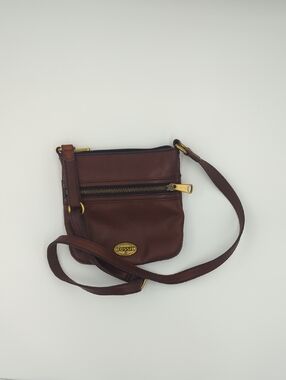 Fossil Chestnut Leather Mini Crossbody Bag